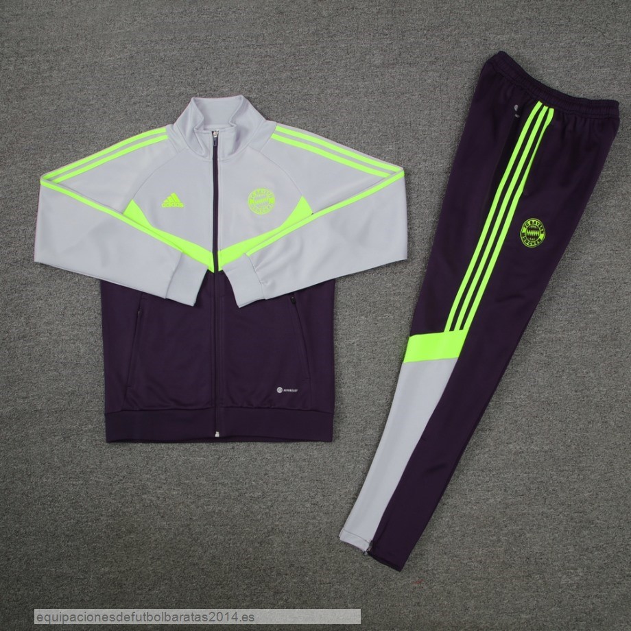 Nuevo Conjunto Completo Ropa Deportiva Con Cremallera Larga Bayern Munich 23/24 Gris Purpura Baratas